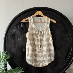 Lucky Brand Elephant Print Boho Tank Top